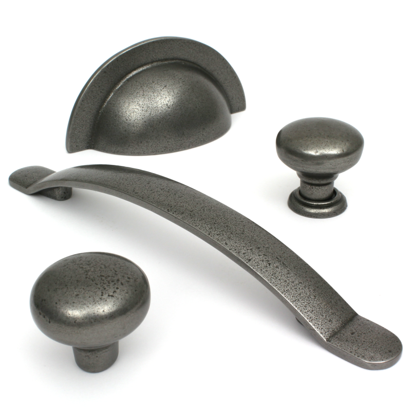 Brecon Pewter Finish Cup Handles 64mm, Pewter Kitchen Cabinet Door Handles
