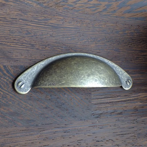 Pattern Cup Handle in Antique Brass - 64mm Centres
