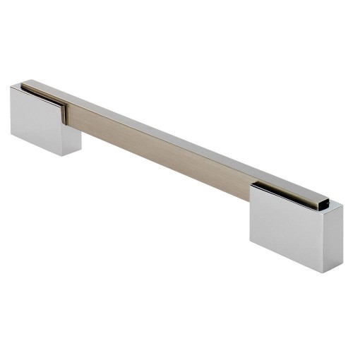 Aria Cabinet Handle - Satin Nickel/Polished Chrome - 160mm Centres