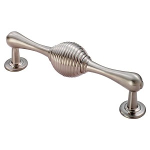 Satin Nickel Reeded Cabinet Handle - 128mm Centres