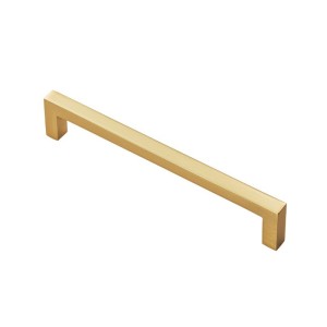 Satin Brass Square Cabinet Bar Handle - 160mm Centres