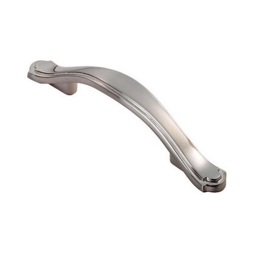 Satin Nickel Stepped Edge Bow Cabinet Handle - 76mm Centres