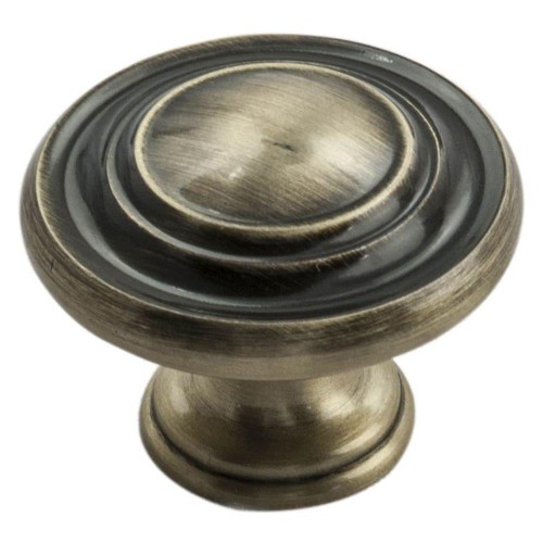 Antique Burnished Brass Traditional Cabinet Knob - 34mm