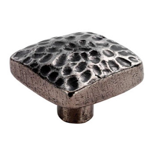 Hammered Pewter Finish Square Cabinet Knob - 32mm