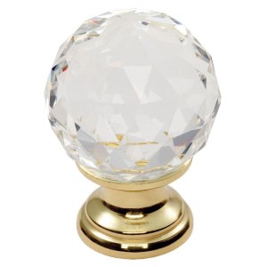Clear Faceted Knob 25mm - Clear Translucent Brass