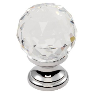 Clear Faceted Knob 30mm - Clear Translucent Chrome