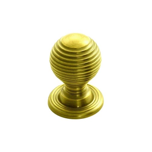 Polished Brass Queen Anne Reeded Knob | 28mm