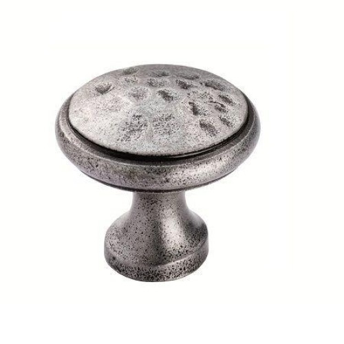 Pewter Finish Hand Forged Beaten Cupboard Knob - 30mm