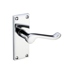 Polished Chrome Victorian Scroll Door Handles - Latch Backplate