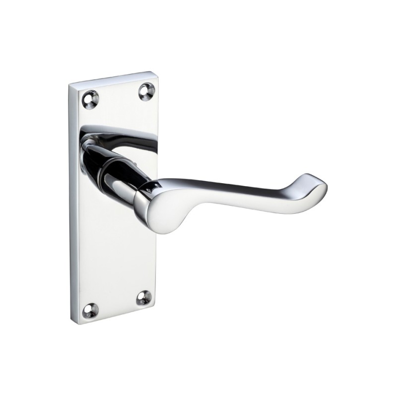 Polished Chrome Victorian Scroll Door Handles Latch Backplate