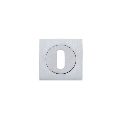 Square Escutcheon with Oval Lock Profile Satin Chrome