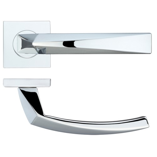 Hydra Polished Chrome Door Handles on Square Rose