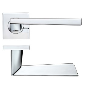 Lupus Door Handle on Square Rose Polished Chrome