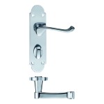 Polished Chrome Scroll Door Handles with Bathroom Lock