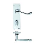 Polished Chrome Victorian Scroll Door Handles with Bathroom Lock