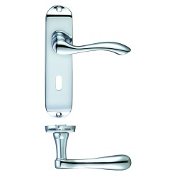 Arundel Door Handle on Backplate with Lock - Polished Chrome