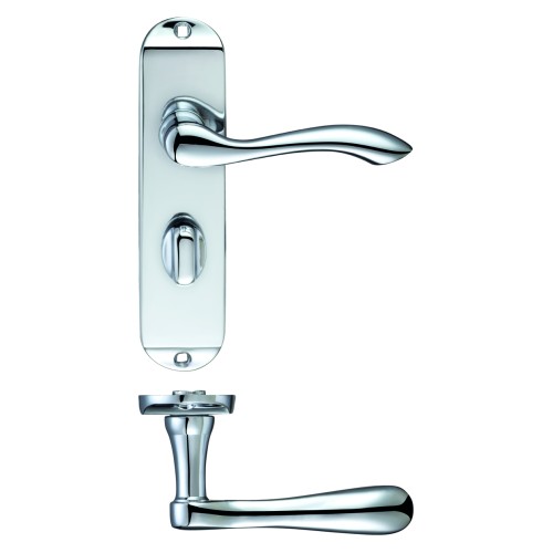 Arundel Door Handle for Bathroom Lock - Polished Chrome