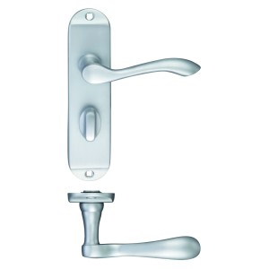 Arundel Door Handle for Bathroom Lock - Satin Chrome