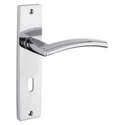 Amalfi Door Handle with Lock on Backplate Polished Chrome